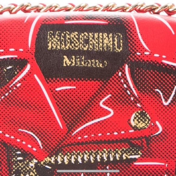 Moschino Red Printed Leather Shoulder Bag